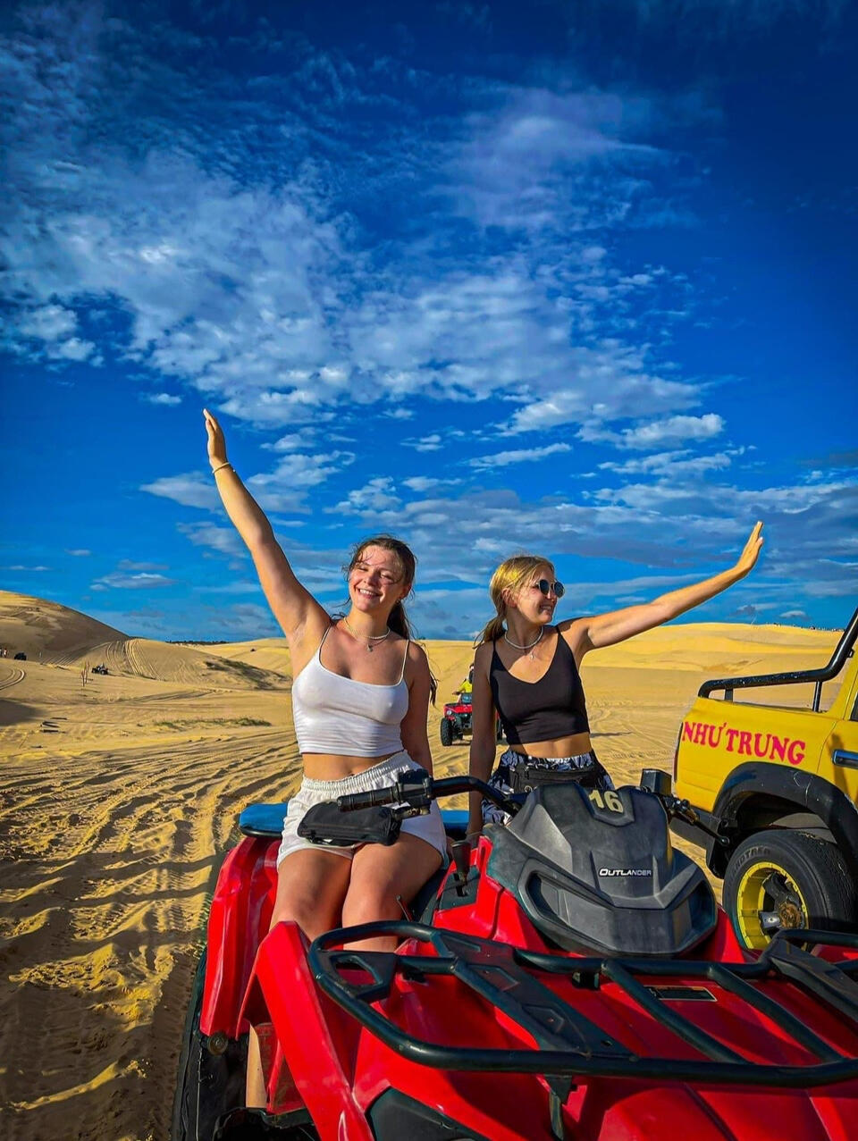 Self-ride ATV Experience in Mui Ne Travelers riding Self-ride ATV on White sanddunes Mui Ne